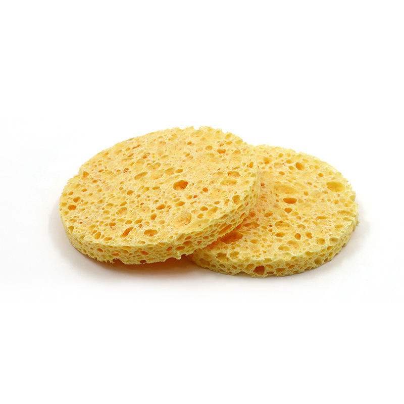 圓形白色木漿棉潔面撲化妝棉粉撲面撲海綿卸妝吸水清潔海綿批發(fā)