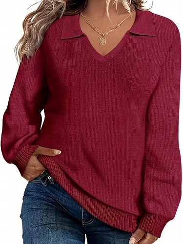 Plus Size Women's Long Sleeve Pullover Sweaters