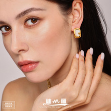 谜丽 法式轻奢感珐琅彩釉耳钉小众ins风跨境首饰不锈钢不掉色耳饰