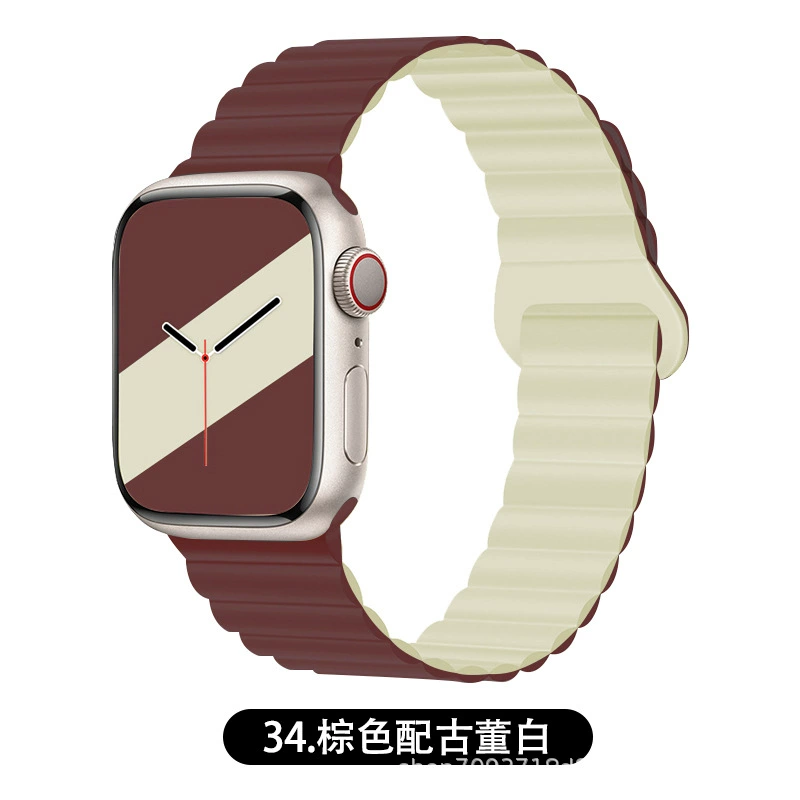 Подходит ремешок Apple Watch двухцветный магнитный силикон IWATCH1-9 поколения/SE
