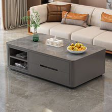 轻奢实木钢化玻璃茶几客厅家用小户型岩板茶桌电视柜组合现代简约