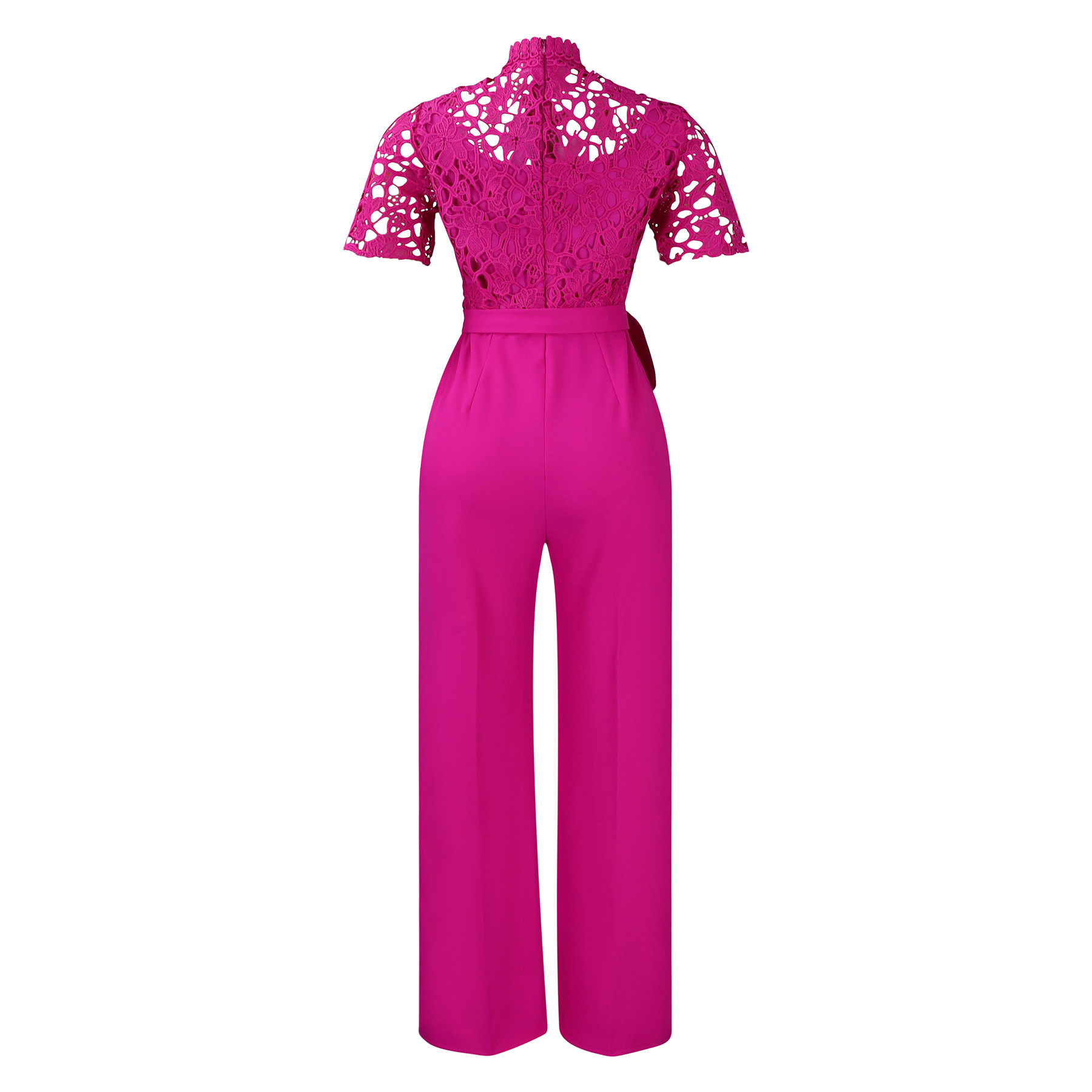 546g Weight Short Sleeve Sleeve Length Polyester Fabric Type High Waist Waist Line Jumpsuits Pants Type Daily Occasion Loose Fit Type Solid Color Pattern Summer Season Women's Gender Lace Design Casual Style Women's Daily Casual Solid Color Lace Jumpsuits 53
