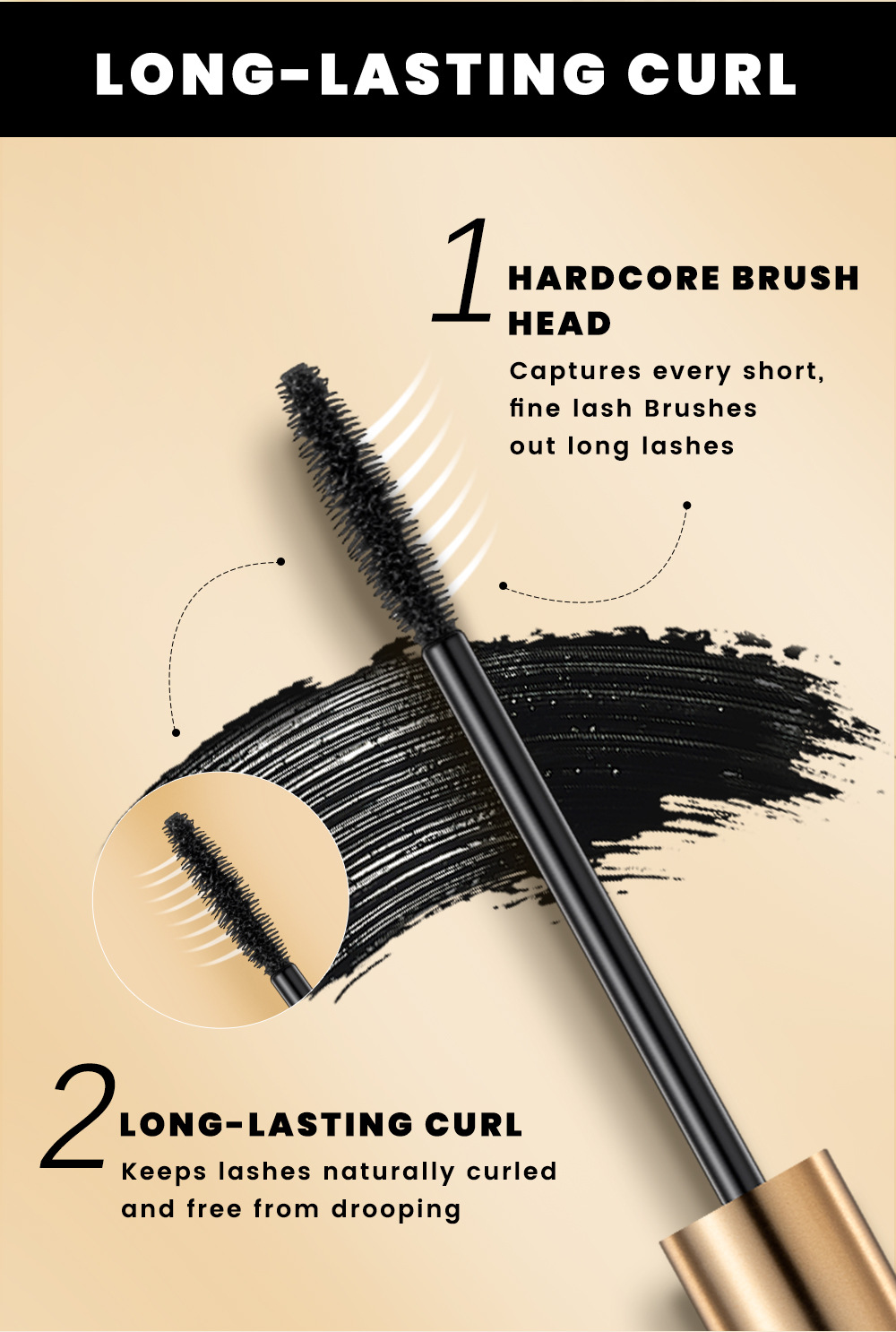 QIBEST Eyebrow and Eye Makeup Set is waterproof, sweat-proof, and does not easily smudge. It offers long-lasting, natural, and three-dimensional eye makeup Item Picture