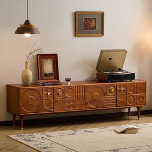 Madrid TV Cabinet Living Room Household Storage Cabinet Carved Antique Small Apartment Floor TV Cabinet Combination