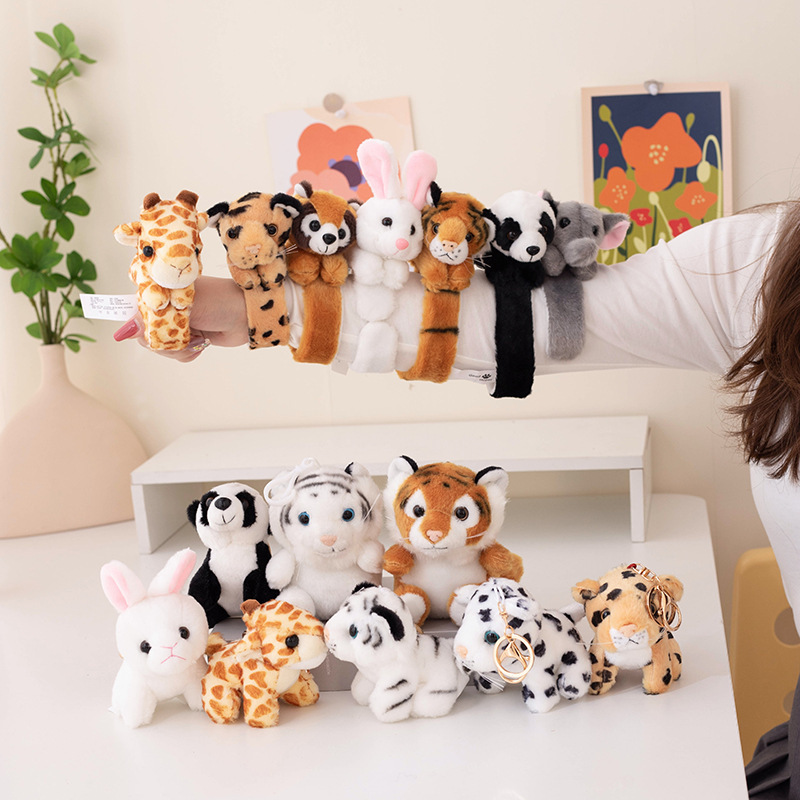 Cute Tiger Plush Toy Leopard Print Doll Pop Ring Creative Bracelet Children's Wrist Accessories