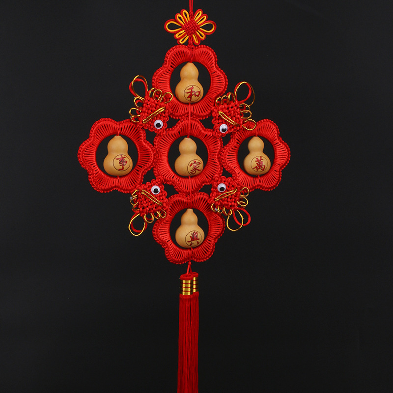 Chinese knot pendant, New Year's Spring Festival decoration, home decor, handmade woven hanging ornament, gourd