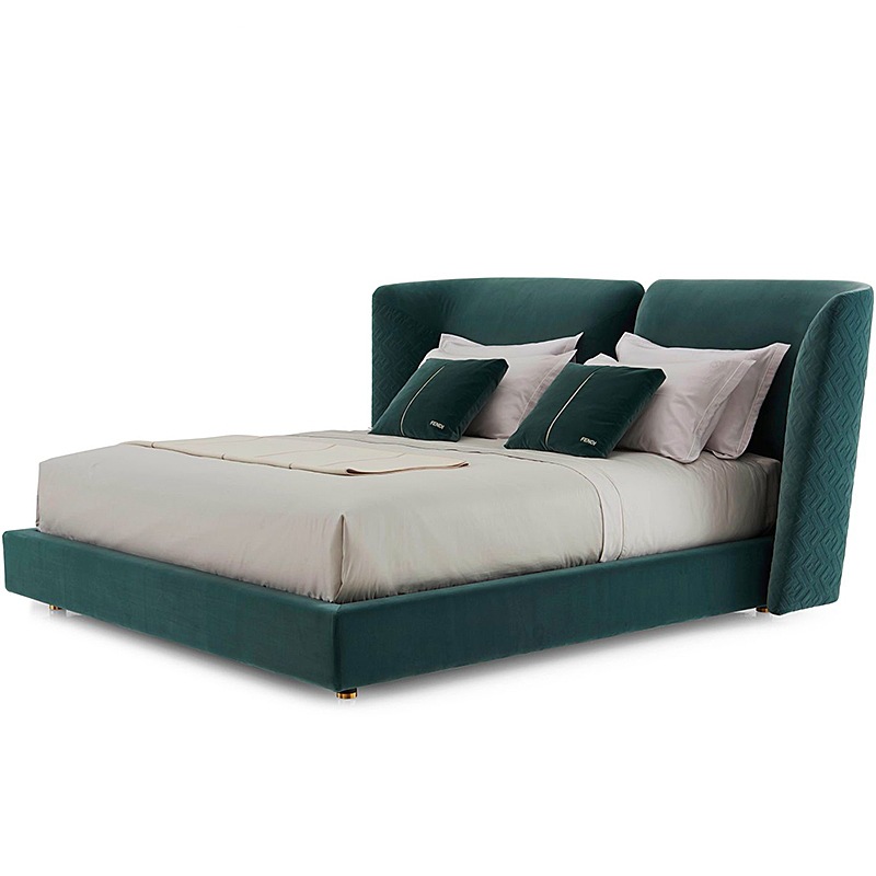 Italian light luxury FD double bed, large flat top fabric master bedroom wedding bed, high-end design, Foshan factory furniture