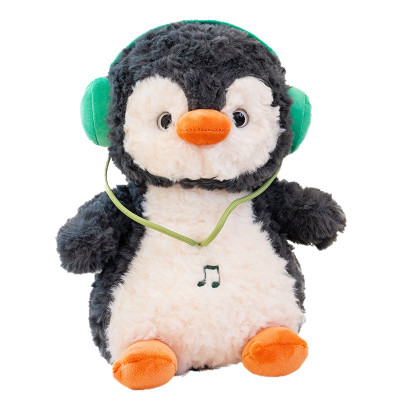 Muñecas de pingüino dinámicas transfronterizas auriculares muñecas de peluche muñecas de música muñecas de pingüino pacificador muñeca almohada