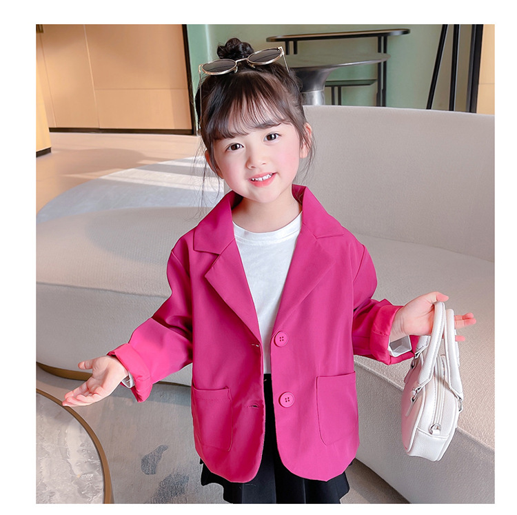 Casual Solid Color Polyester Front Button Jacket Blazer Baby Clothes display picture 2