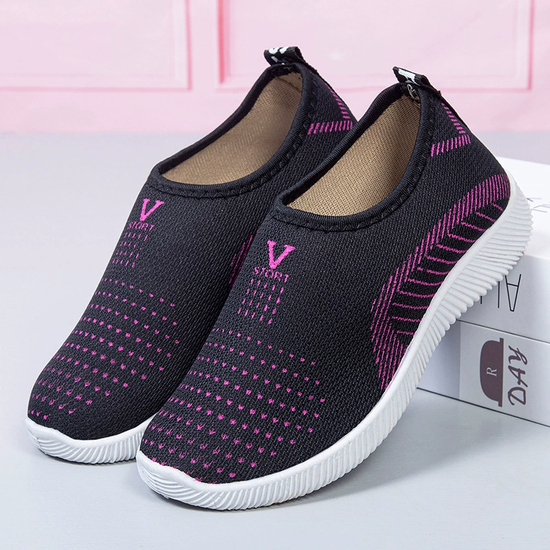 Slip‑on shoes for women, breathable knitted upper, lightweight non‑slip and wear‑resistant