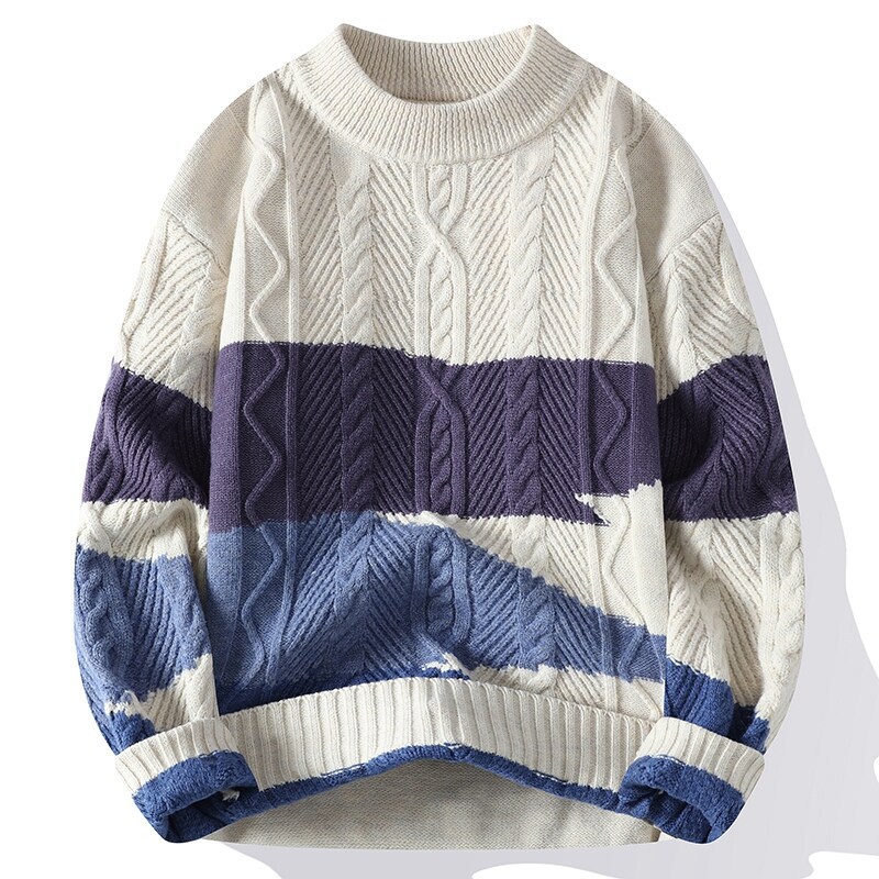 Two-tone autumn demi-season trend warm knitted sweater