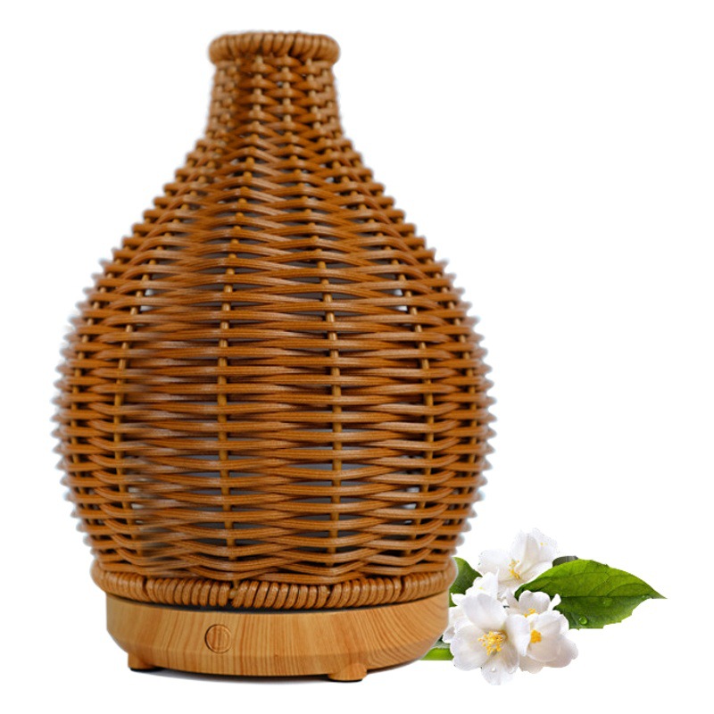 Nueva transfronteriza USB ratán hogar aromaterapia humidificador oficina escritorio grano de madera ultrasónico aceite esencial máquina de aromaterapia