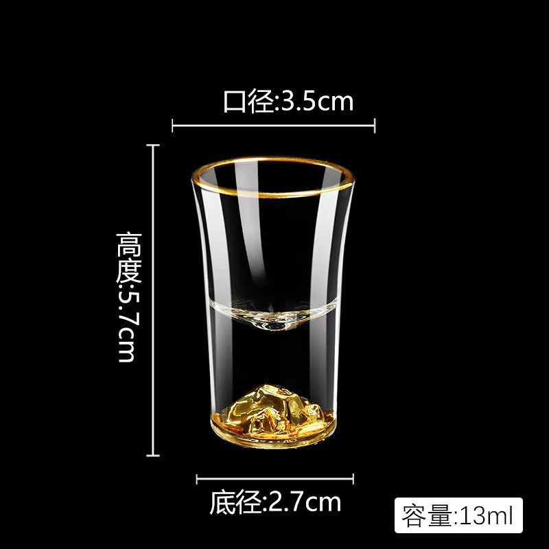 Taza de vino china casera de vidrio de cristal copas de copas de oro copas de whisky