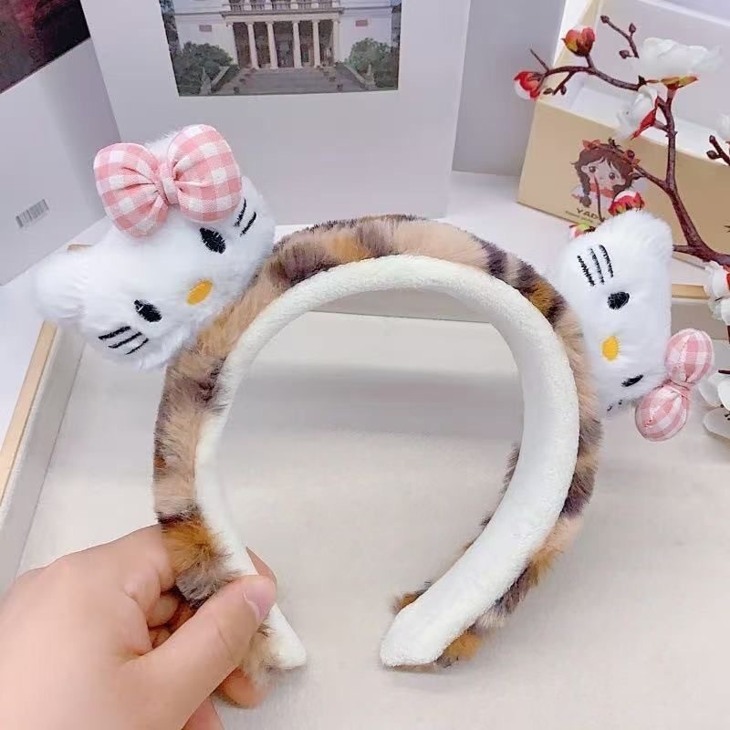 新款发箍豹纹超可爱KT猫2025毛绒发箍女搞怪洗脸头箍发卡头饰发饰|undefined