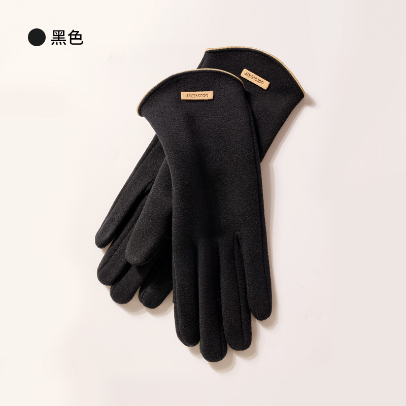 Guantes de gamuza de invierno para hombres y mujeres con forro polar cálido ciclismo Otoño e Invierno lindo pantalla táctil guantes de cuero impermeable dedo abierto