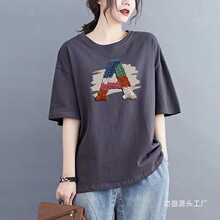 短袖恤女2025夏季新款宽松韩版简约百搭半袖上衣服潮