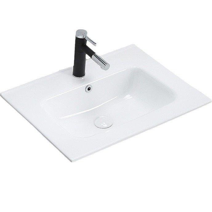 lavabo de cerámica brillante sensación de piel gabinete de baño lavabo hogar lavabo único lavabo encimera de lavabo integrado borde de corte