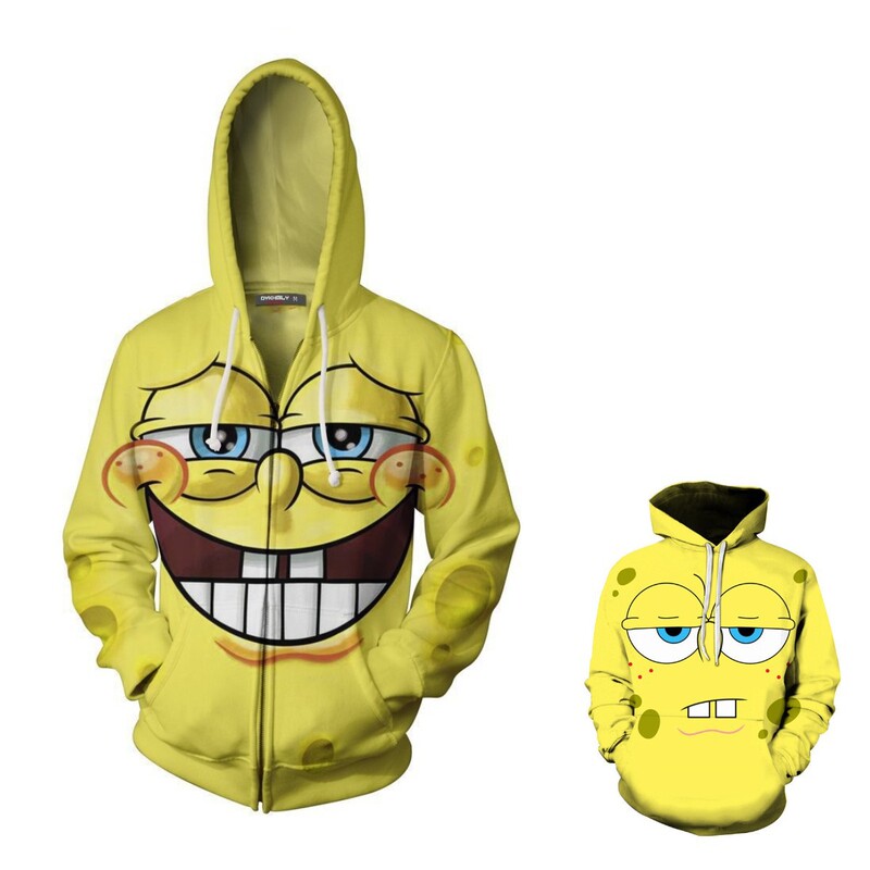 Foreign trade new SpongeBob 3D digital printing hooded sweater coat cartoon cosplay