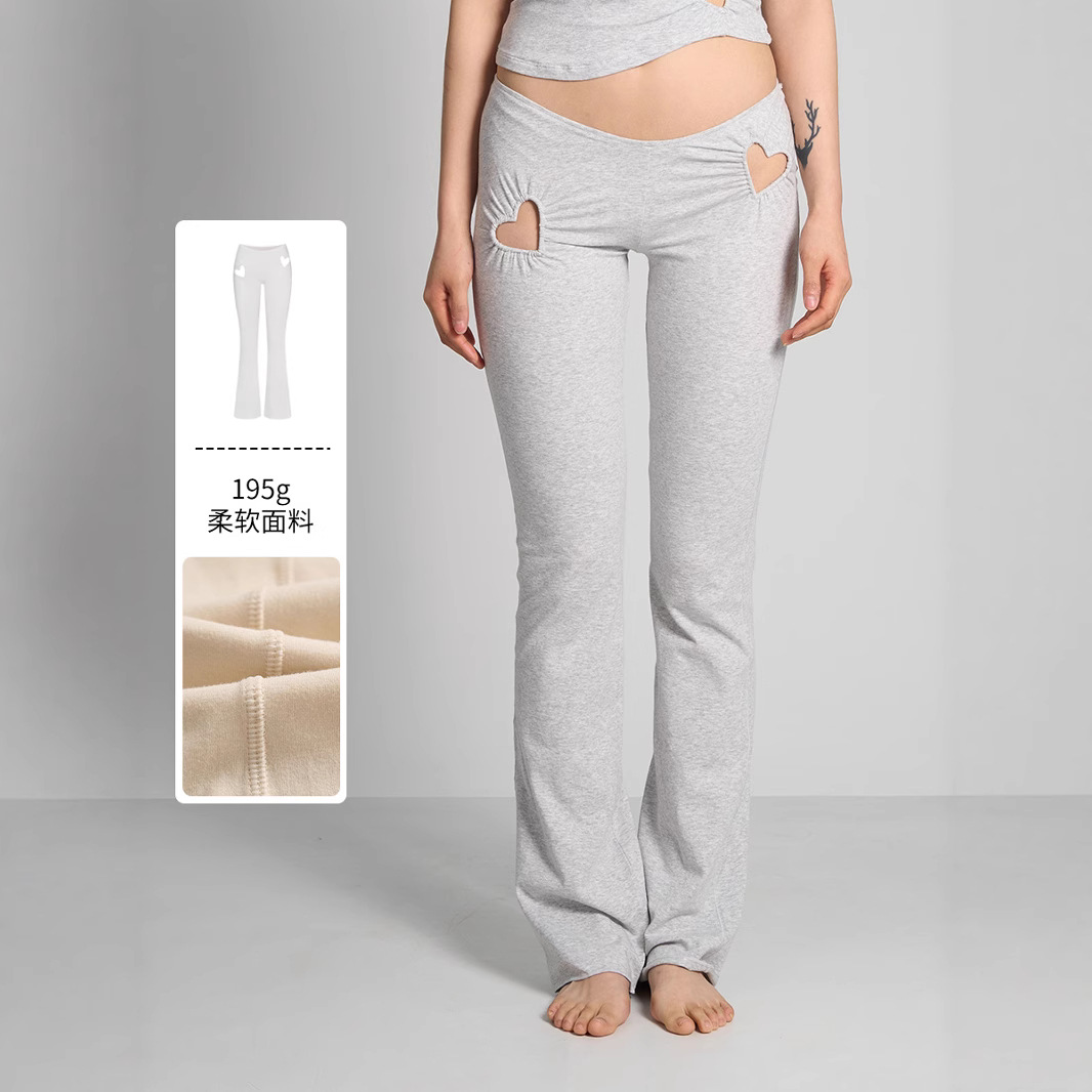 SKIMS ROSE款SOFT COTTON HEART FLARE LEGGING棉低腰微喇裤子