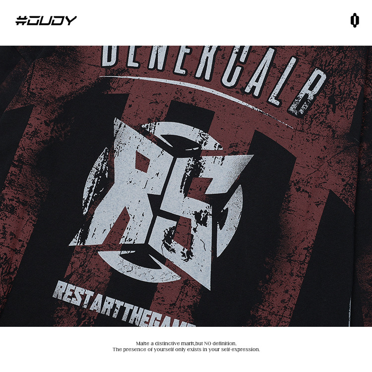 Men's Clothing Autumn and Winter Jersey Retro Printed Long Sleeve T shirt Hand Brushed Silk Screen Printed Trendy Top_voghion.com