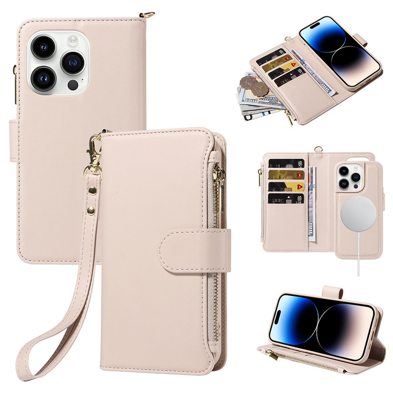 Suitable for Apple 15Promax card-inserting mobile phone shell wallet bracket iPhone15 mobile phone leather case flip mobile phone case