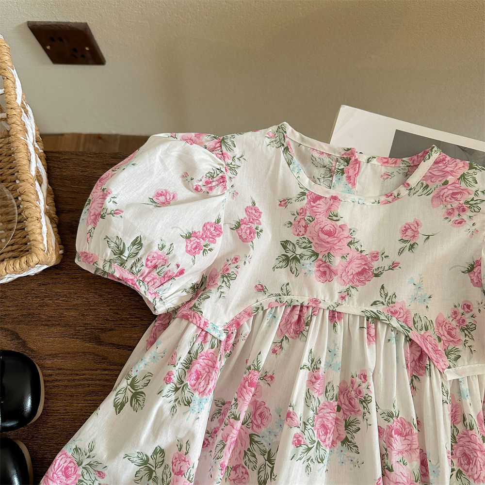 Vestido floral de temperamento de siete niñas con limón salado 25 verano nuevo estilo infantil estilo rural vestido de princesa con mangas abullonadas