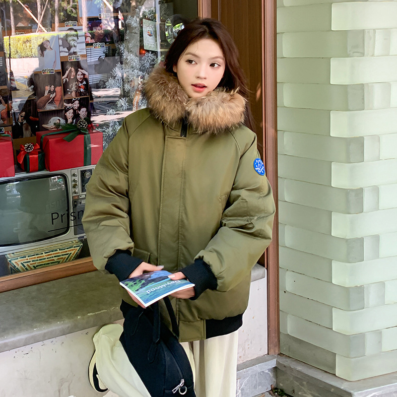 2024 invierno nuevo cuello de lana Pike pluma ropa de algodón mujer suelta coreana pequeña ropa de moda gruesa chaqueta image 2