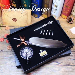 T12YE-L2 European-style retro British dipping goose feather feather pen letter opener envelope letter paper gift box suit