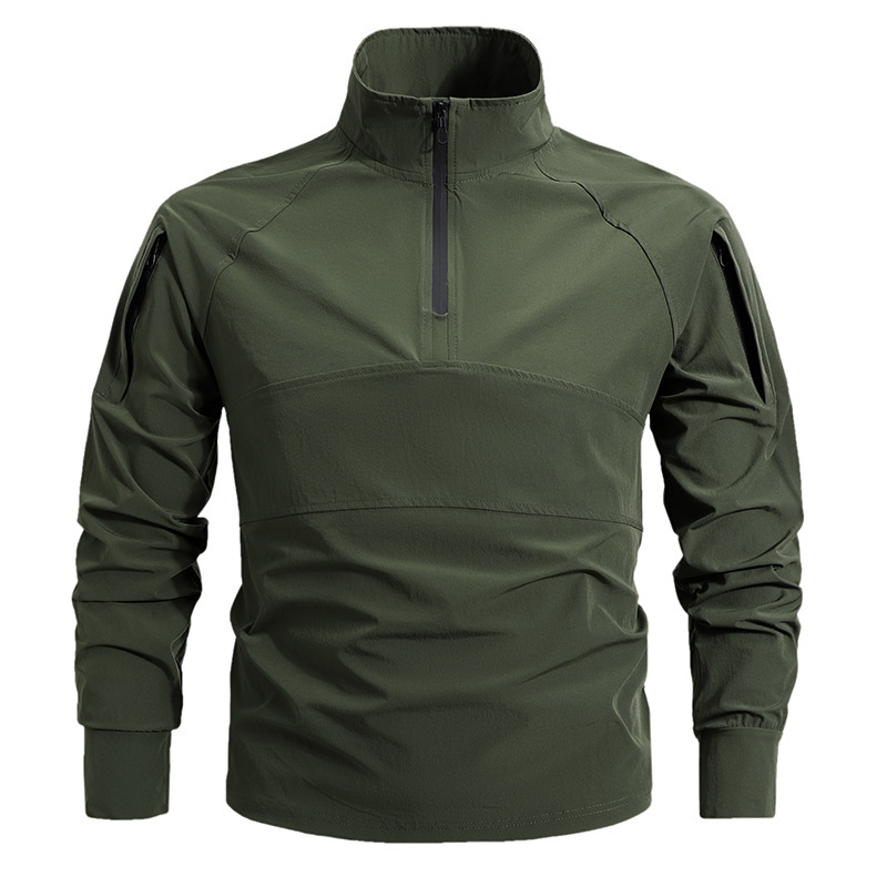 Outdoor Tactical Zipper Frog Suit Men's Spring & Fall Elastic Sports Long-Sleeved Quick-Drying Clothing Stand-Up Collar Sweatshirt Flap Pocket Pants Top Outdoor Tactical Zipper Frog Suit Men's Spring & Fall Elastic Sports Long-Sleeved Quick-Drying Clothing Stand-Up Collar Sweatshirt Flap Pocket Pants Top