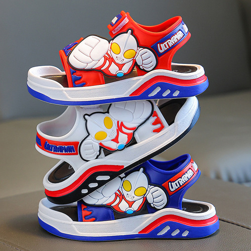  new Ultraman boys' sandals non-slip soft bottom student beach open toe breathable outer wear children's sandals