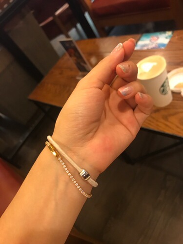 Japanese and Korean minimalist stylish delicate sparkling zirconia layered band versatile goddess temperament brass gold-plated watch clasp bracelet