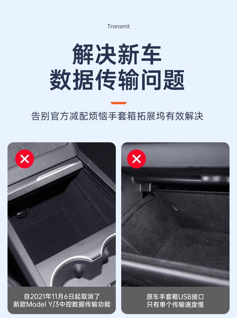Applicable to Tesla Huanxin Model 3/Y glove box expansion dock central control extender HUB conversion head data