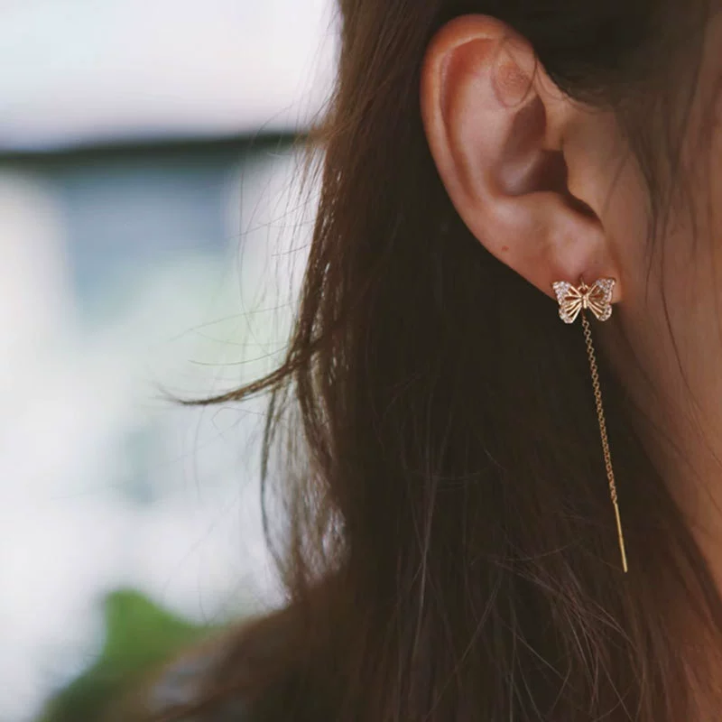 乾佳 Earrings, fashionable chain, silver 925 sample, 2025 years