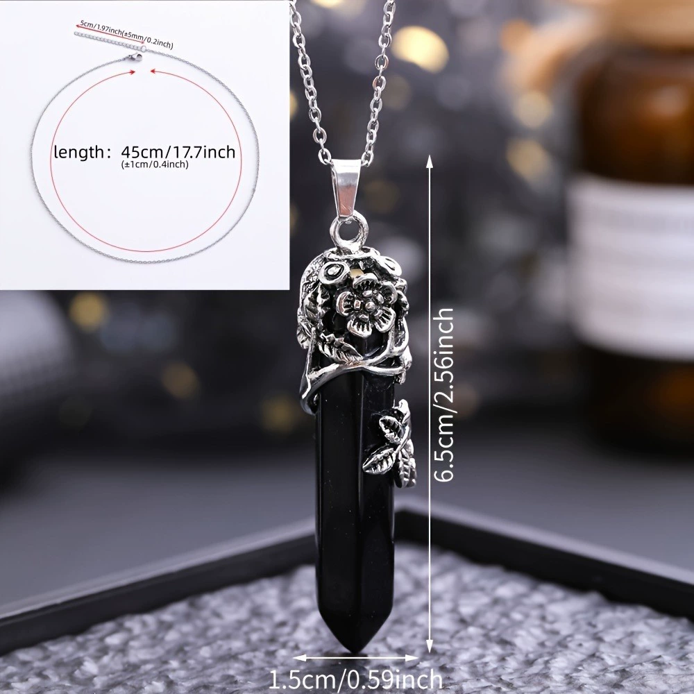 Organic crystal with amethyst, hexagonal pendant, necklace, accessory, Amazon