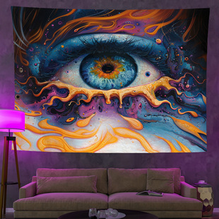 Cross-border atmosphere sense tapestry fluorescent UV printing luminous tapestry bedroom decoration hanging cloth background cloth