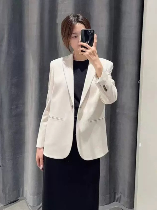 Theory2025早春新品女装 三醋酸纤维混纺侧开叉两色职业西服外套|undefined