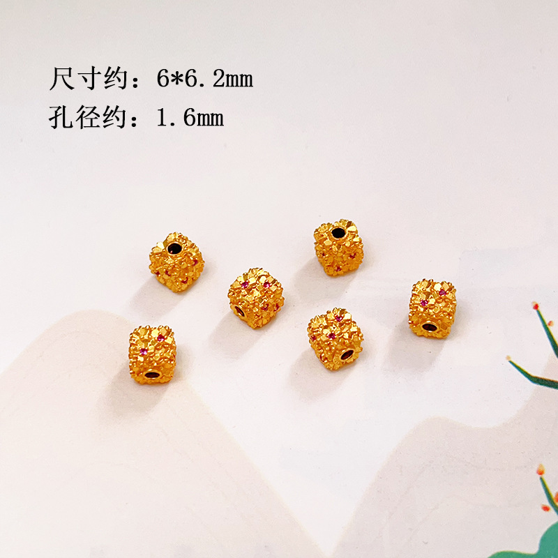 S925 ancient silver gold-plated diamond ball waist-shaped separator bead bracelet jewelry DIY accessories wholesale