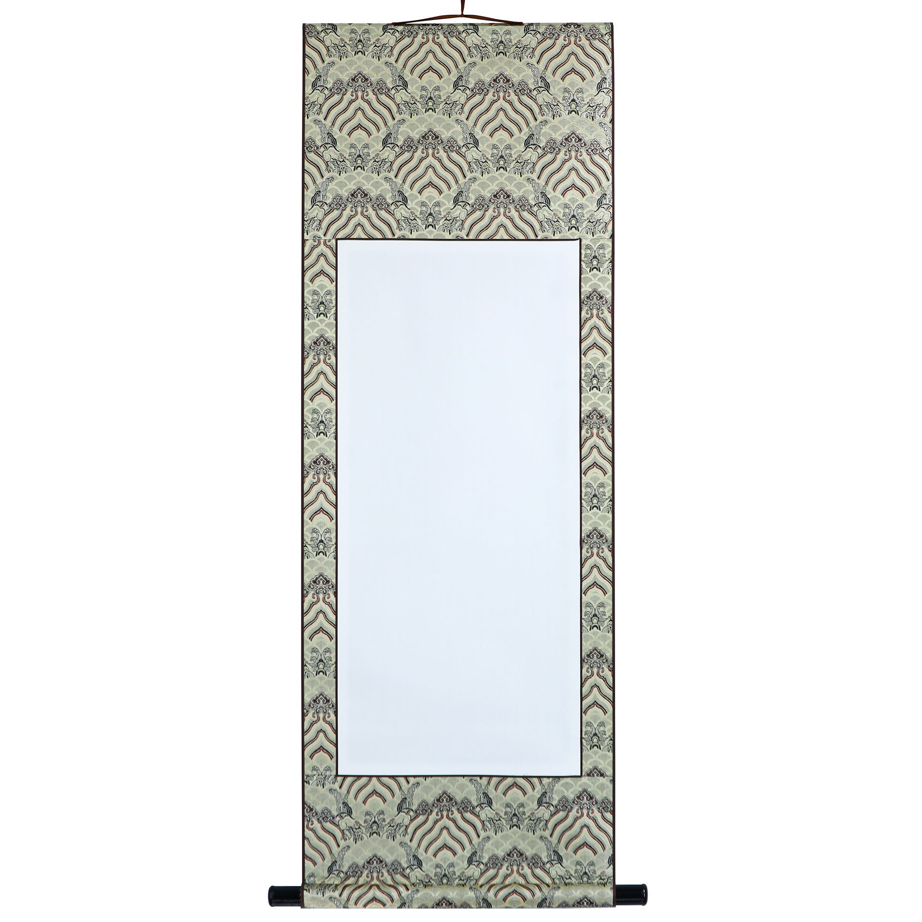 宋锦卷轴书法空白轴生宣国画纸立轴画轴绫布字画书装裱颜料工笔画