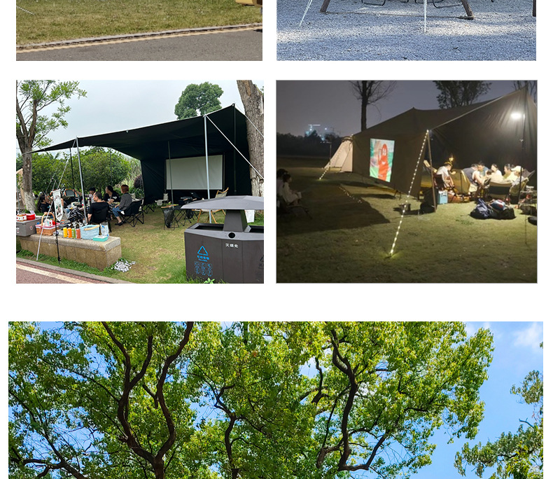 Multi-Hanging Point Black Vinyl Tarp for Outdoor Camping, Sunshade, Sun Protection, Large Size Tent Cover, Thickened to Resist Heavy Rain