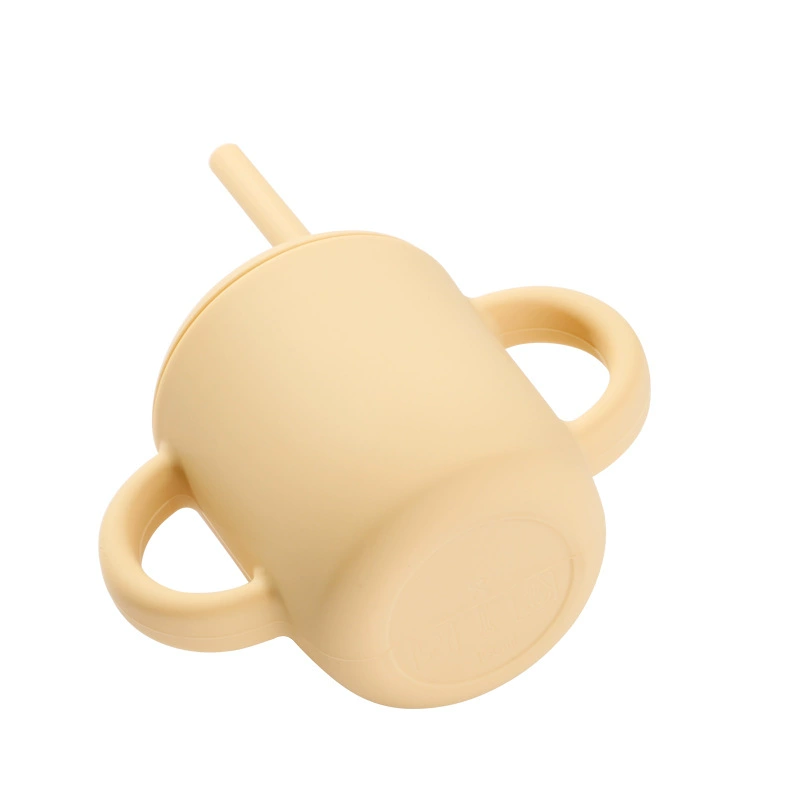 Children's silicone glass, non-slip straw with glass, fall protection