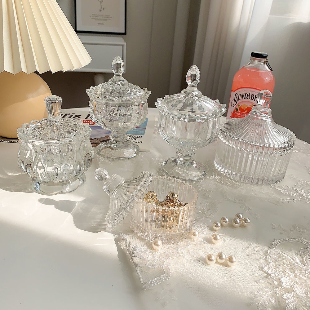 玻璃首饰盒透明防水水晶饰品收纳盒项链戒指浴室用陈列耳钉欧式盒|ms