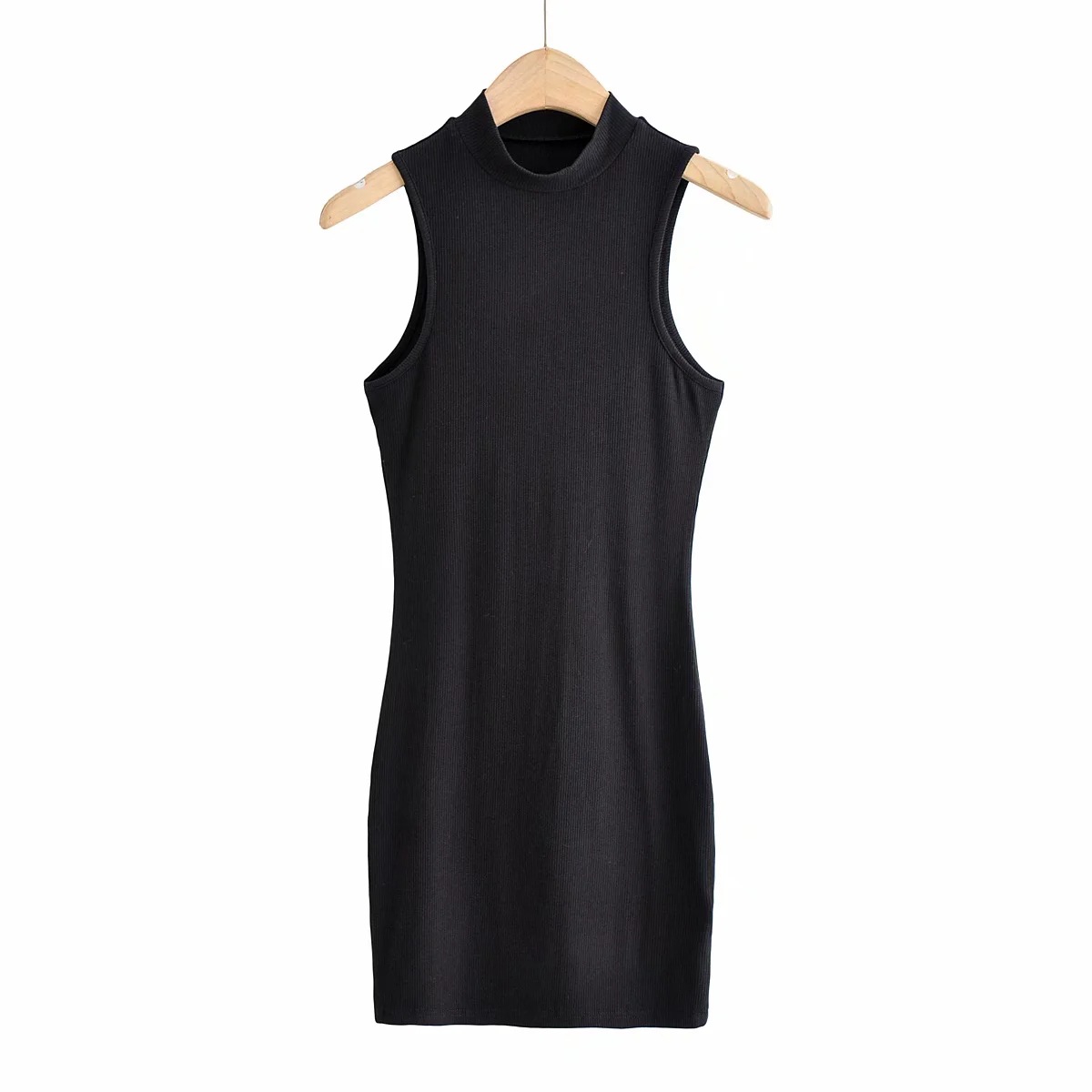 fashion summer new round neck solid color slim sleeveless hip dress NSHS27109