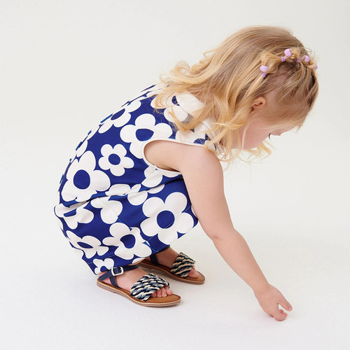 Little mave children's skirt  summer new children's clothing sleeveless lapel European and American children's dress