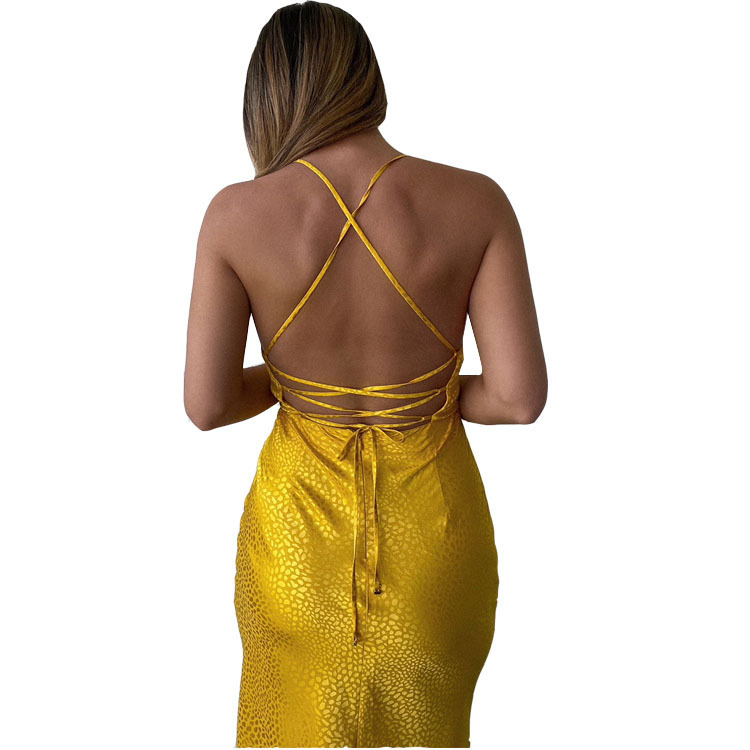 Abito donna sexy con scollo a v profondo e vita alta_voghion.com