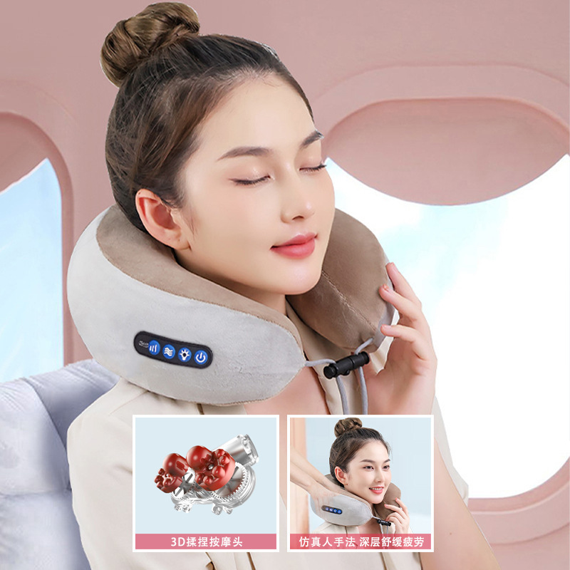 U型マッサージ枕頚椎マッサージ器頚部マッサージ器雲易多機能電動ネックu型枕旅行プレゼント|undefined