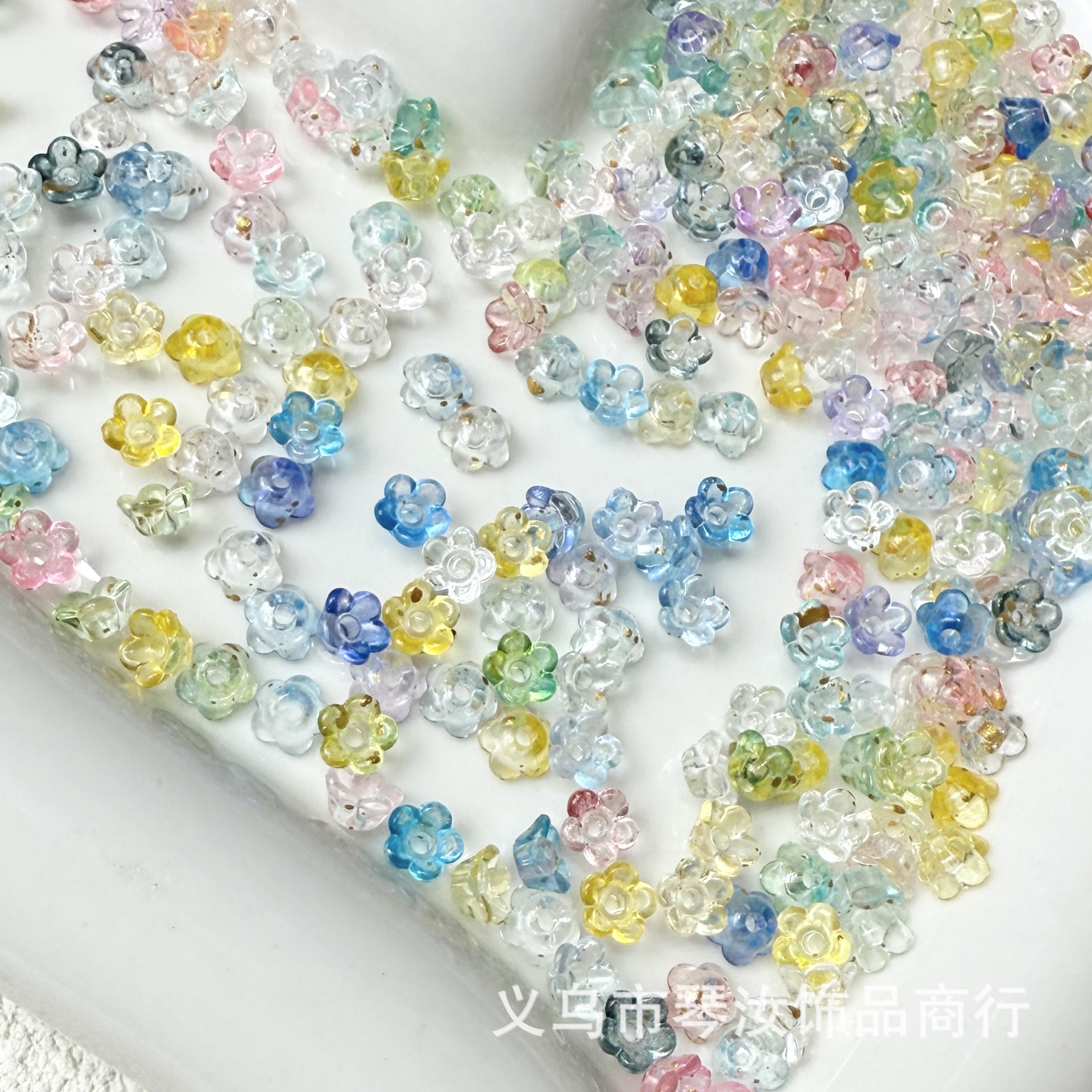 亚克力渐变点金迷你铃兰四叶草桂花花托diy耳饰古风发簪手串配件