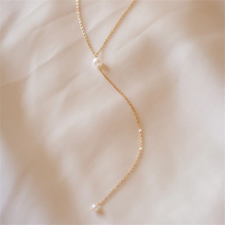Stainless Steel 14K Gold Plated Fashion Pearl Solid Color Artificial Pearls Necklace display picture 4