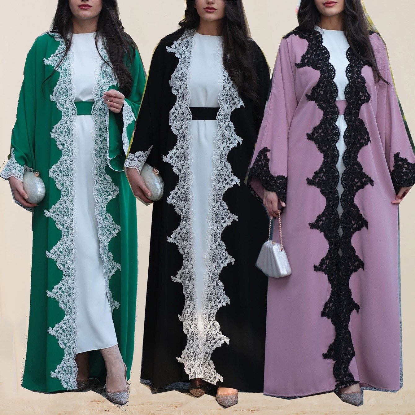 Новая женская одежда для трансграничной торговли на Ближнем Востоке: абайя, платье-роба с кружевными вставками, одежда для женщин из Дубая и Саудовской Аравии.
