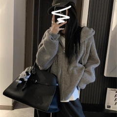 韩系连帽拉链毛衣女秋冬2025新款内搭慵懒高级感针织开衫卫衣外套