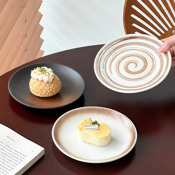 Japanese retro coil ceramic dessert plate steak Western plate…